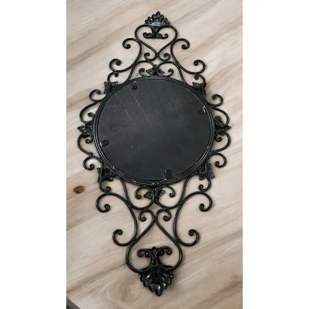 Vintage Ornate Filigree Wall Mirror With Floral Scroll Design